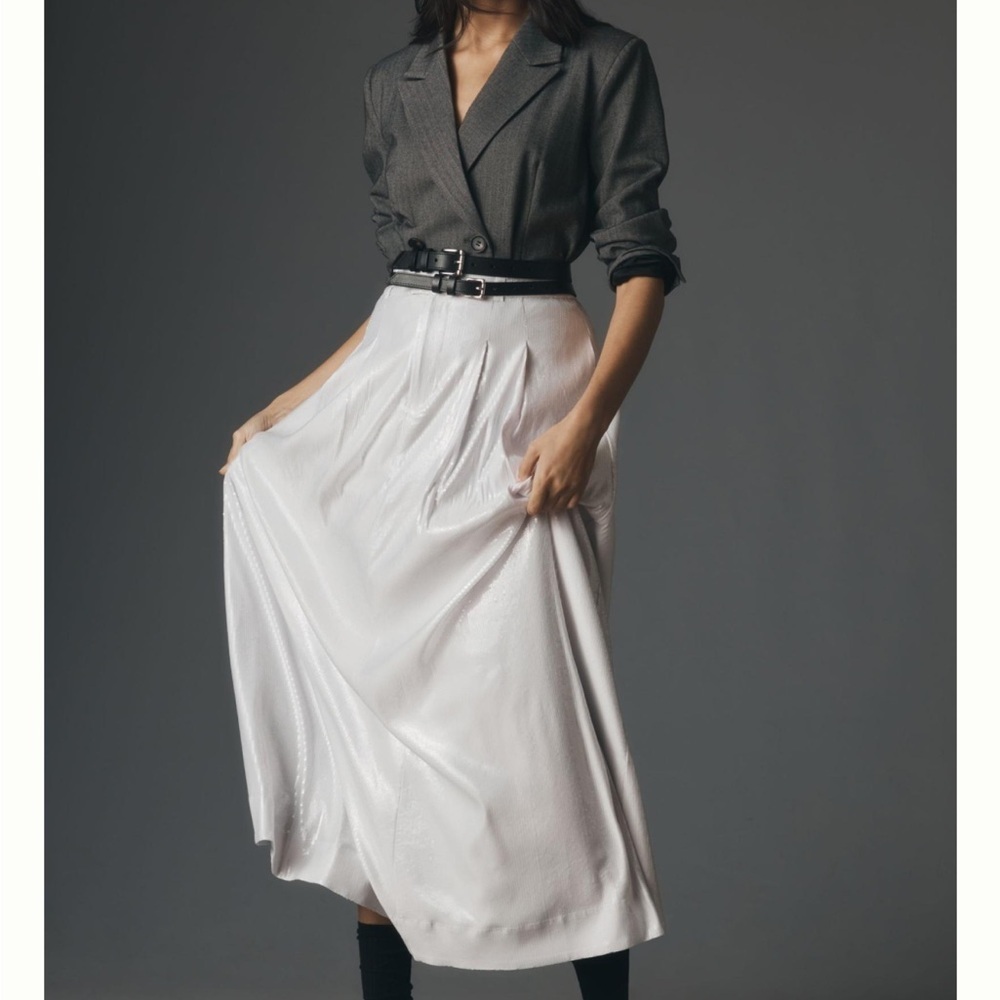 Anthropologie Gray and White Maxi Skirt